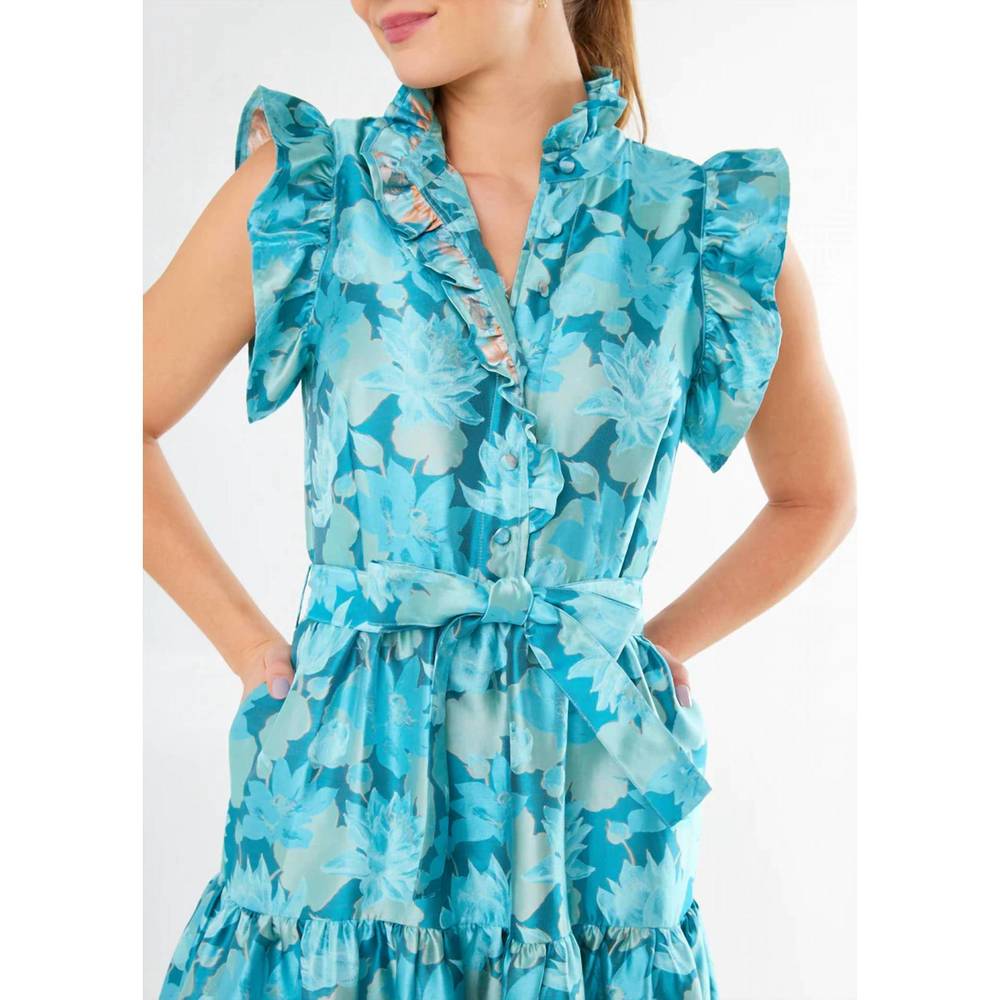 NEW ABBEY GLASS sleeveless sadie maxi dress in aqua floral blue - Picture 2 of 4